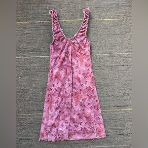Hippie Rose Pink Floral Ruffle-Trim Slip Dress